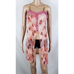 Feather Bone Anthropologie Sheer Fairy Top Womens 8 Crinkle Floral Boho Romantic
